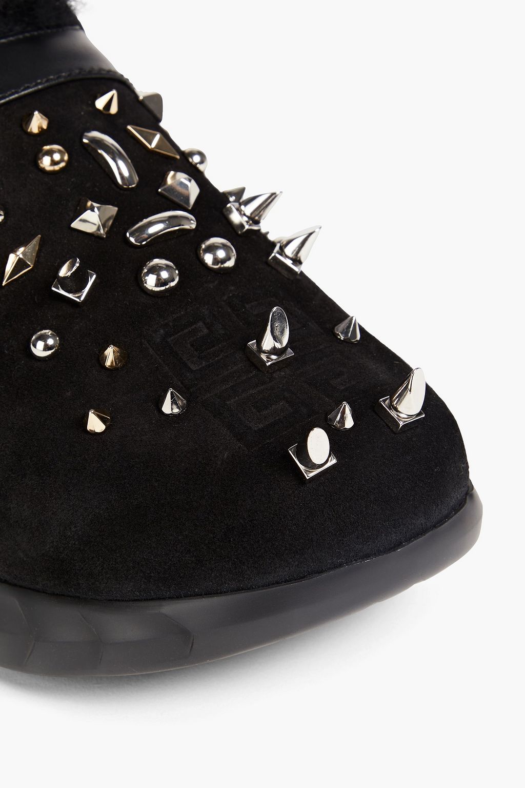 GIVENCHY Marshmallow shearling-lined studded suede slingback slippers