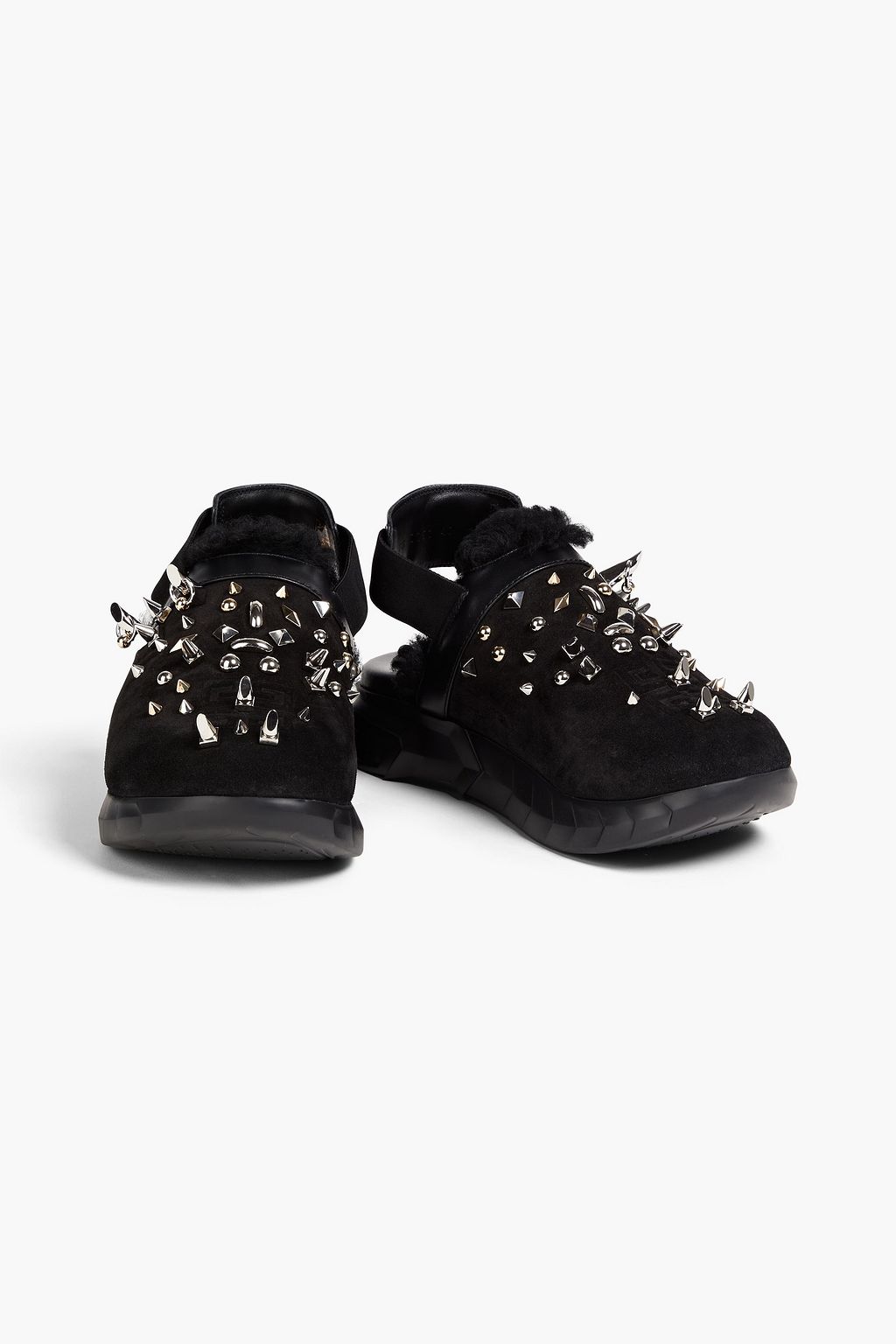 GIVENCHY Marshmallow shearling-lined studded suede slingback slippers