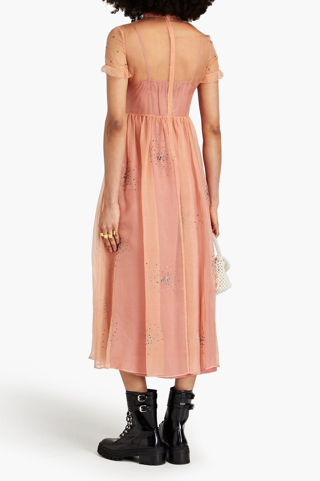 REDVALENTINO Crystal-embellished silk-organza midi dress