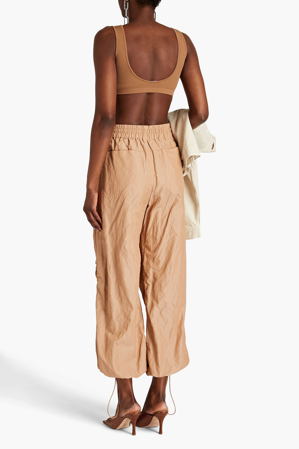 Shop Zeynep Arcay Ribbed-knit Bra Top In Camel