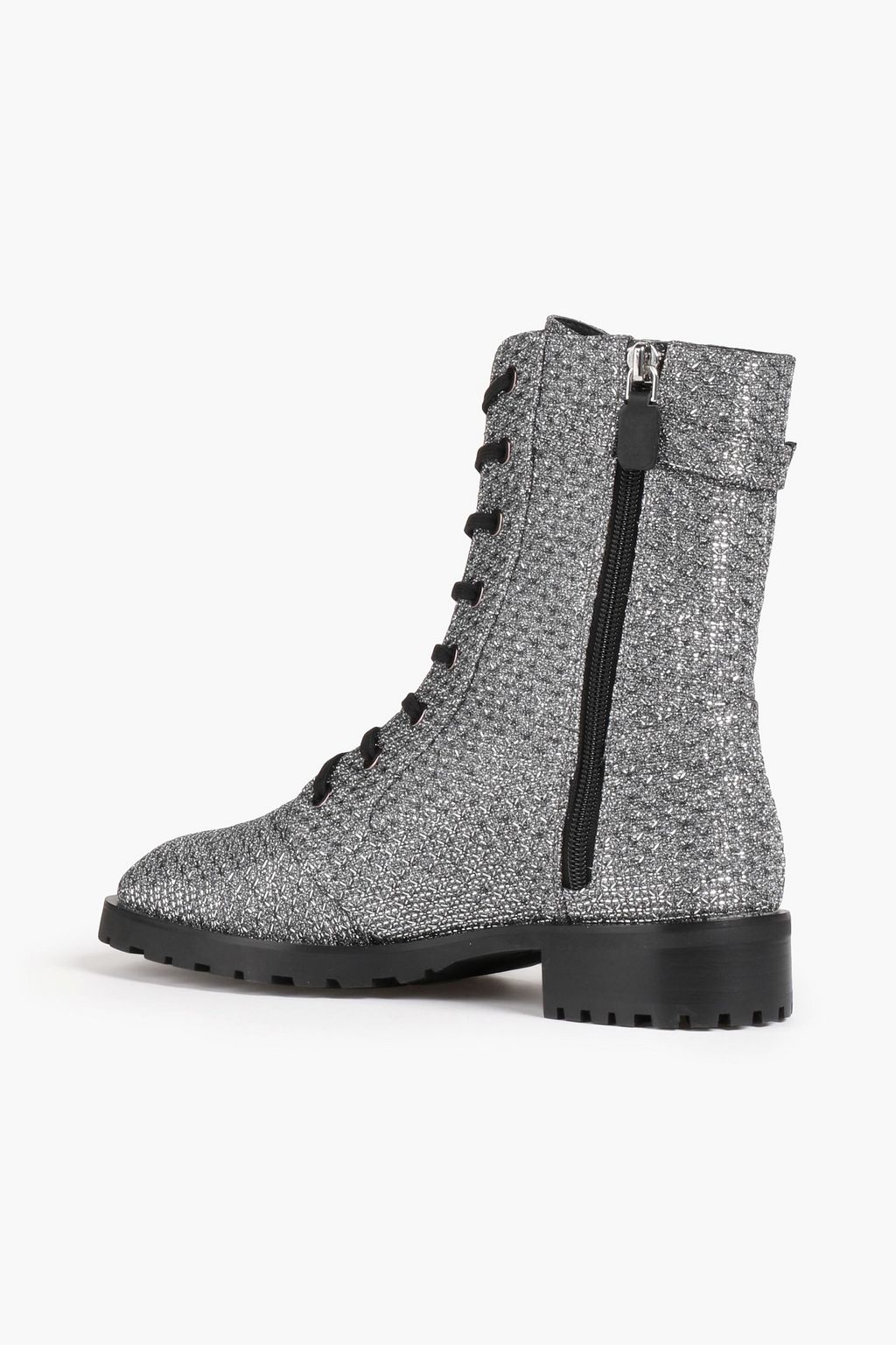 STUART WEITZMAN Dazzle embellished lamé combat boots