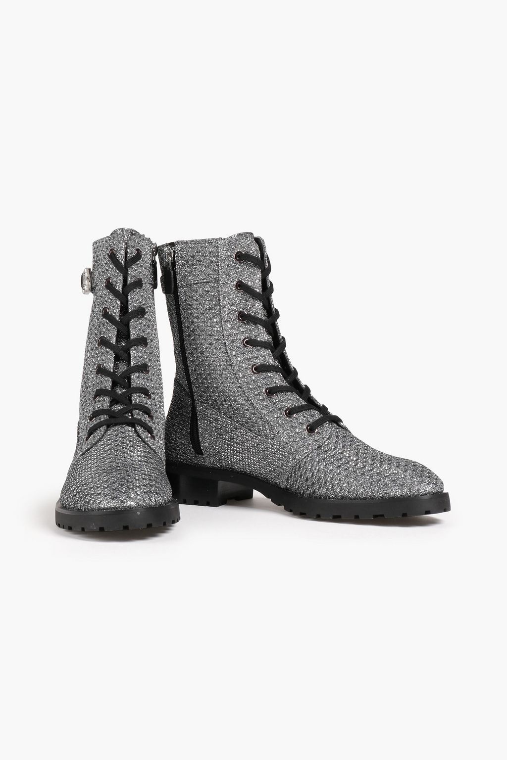STUART WEITZMAN Dazzle embellished lamé combat boots