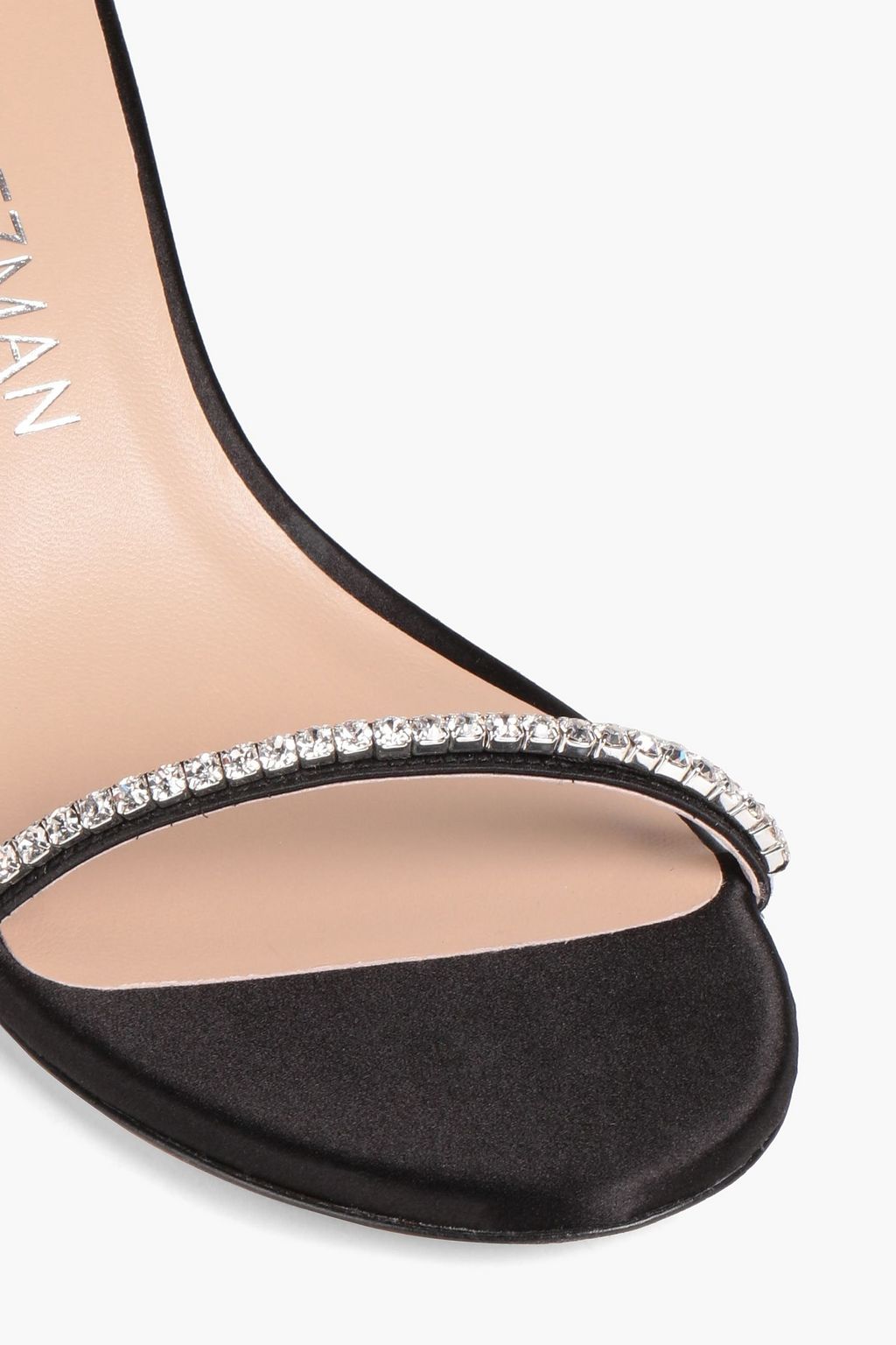 STUART WEITZMAN 크리스털 장식 새틴 샌들