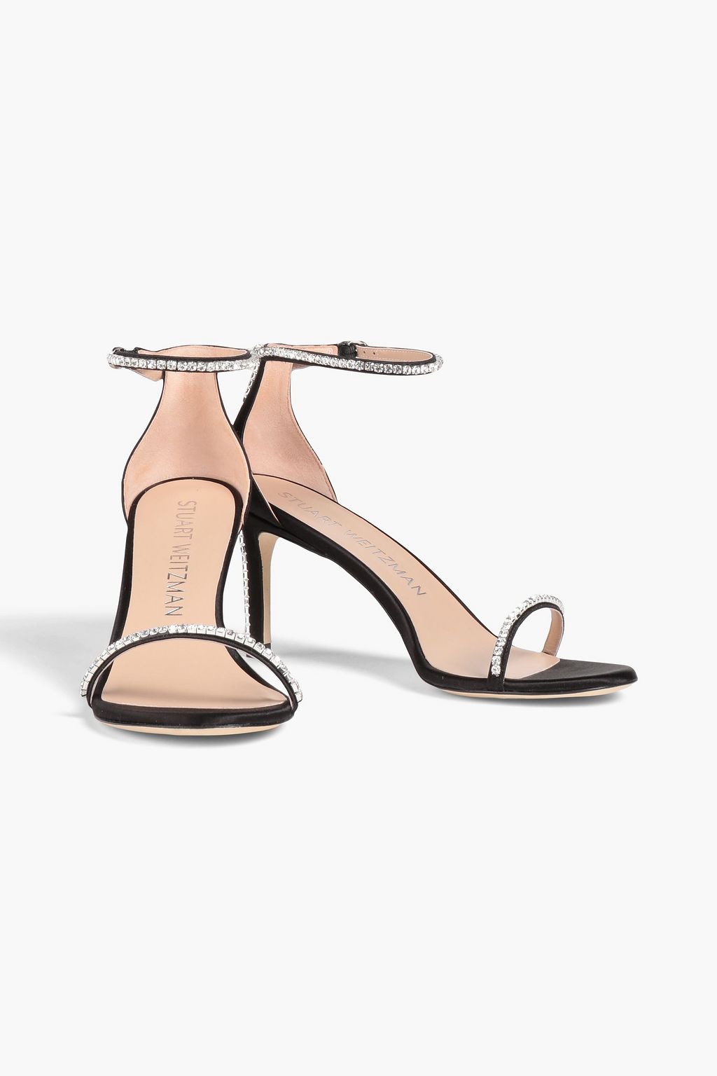 STUART WEITZMAN 크리스털 장식 새틴 샌들