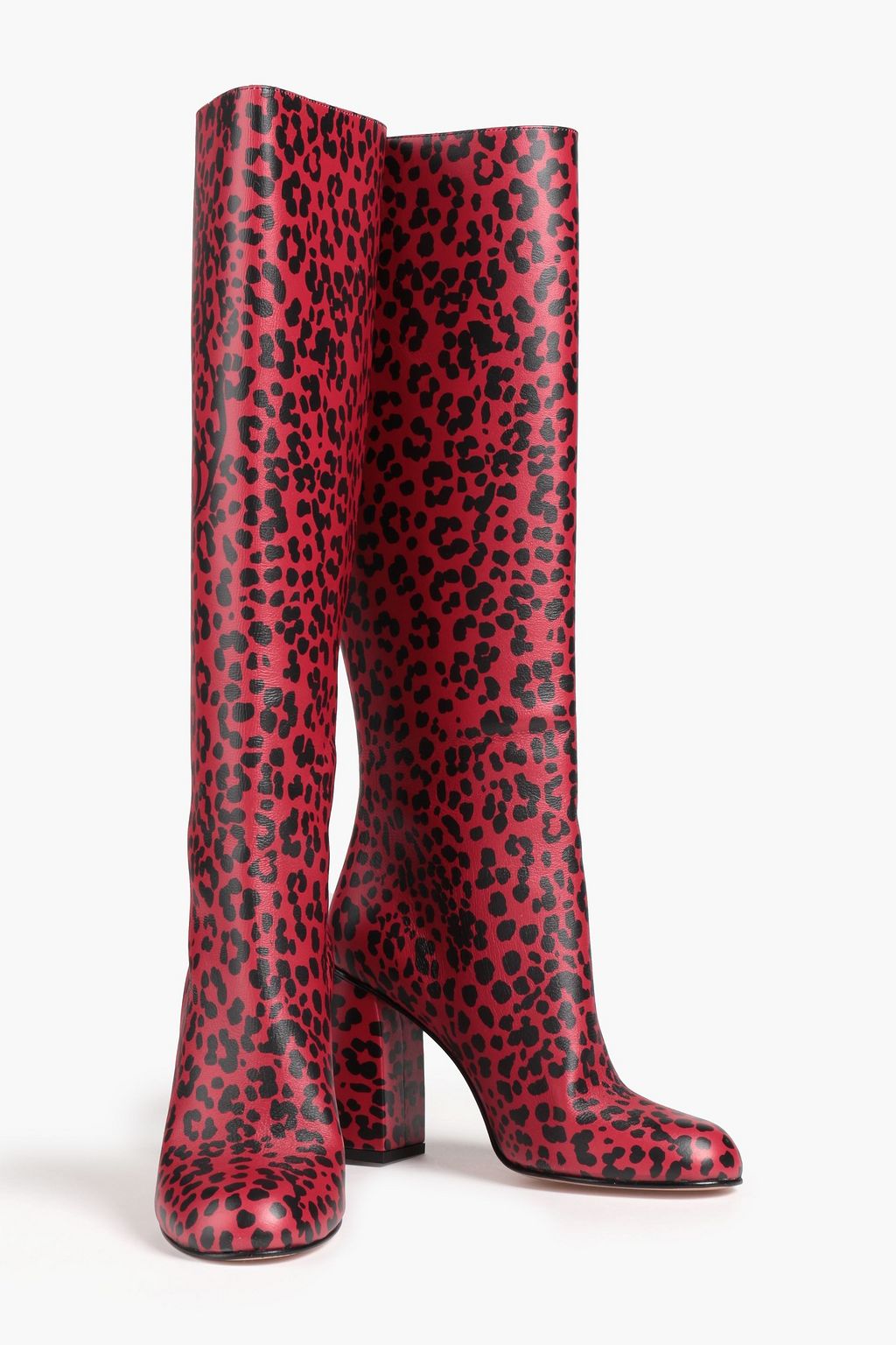 RED(V) Leopard-print leather knee boots