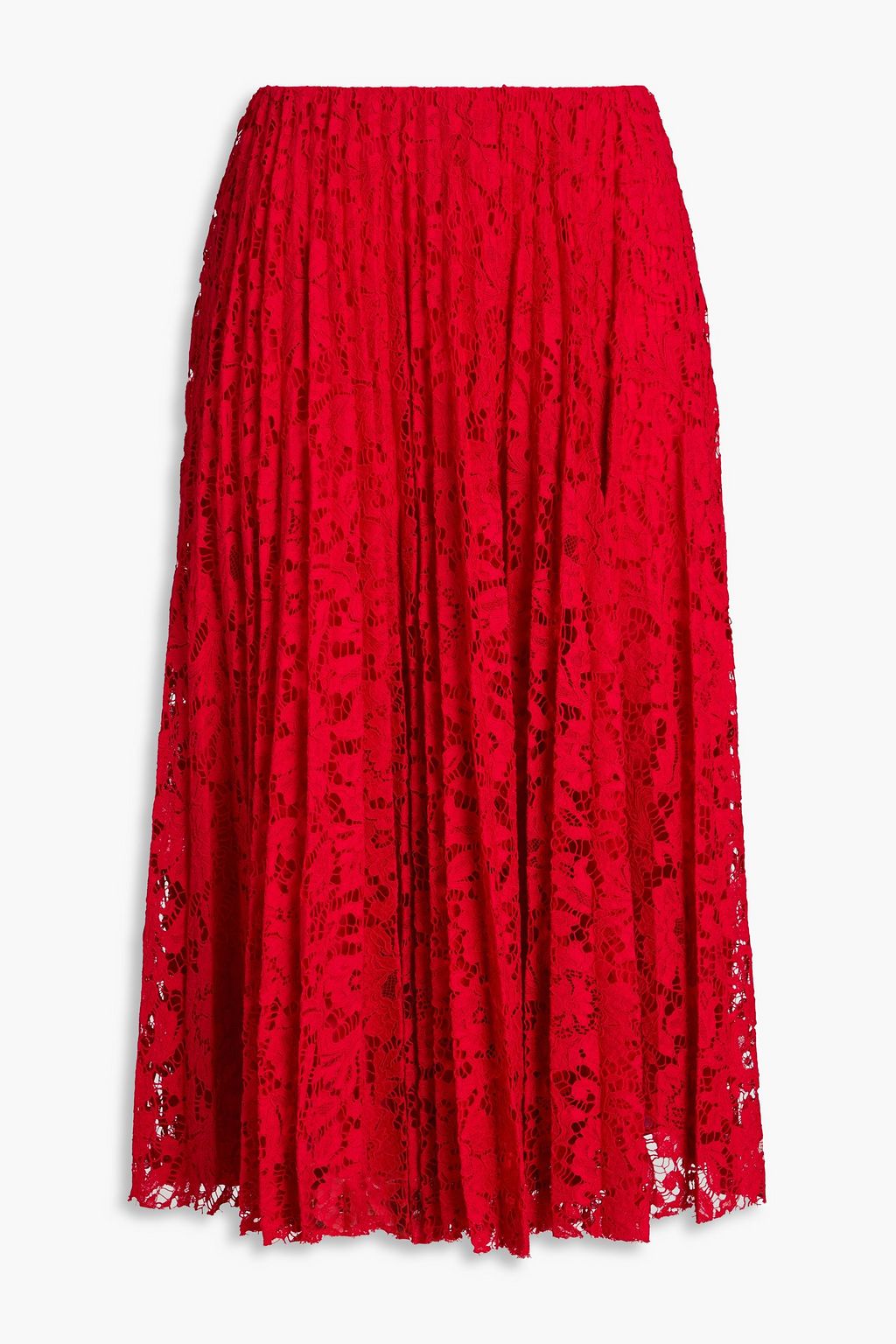 VALENTINO GARAVANI Pleated corded lace midi skirt | THE OUTNET