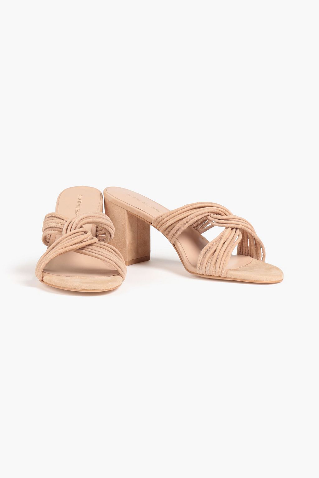 STUART WEITZMAN Twist Block 75 スエード ミュール ツイスト入り