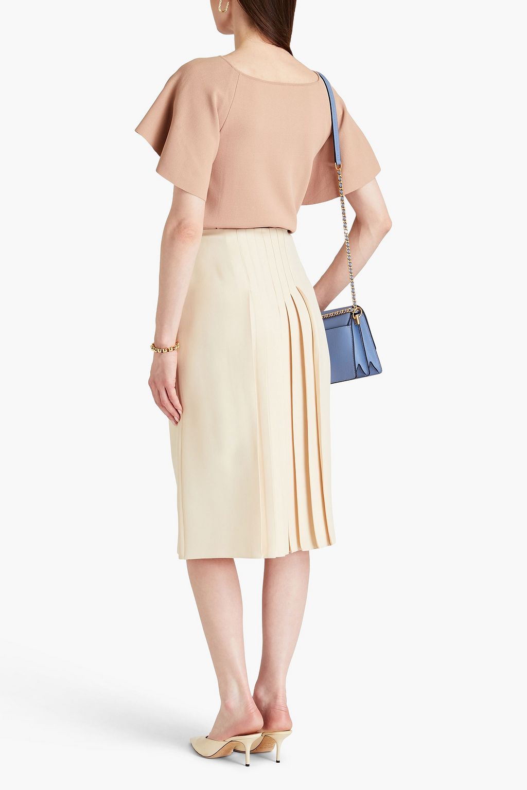 VALENTINO GARAVANI Pleated wool and silk-blend skirt