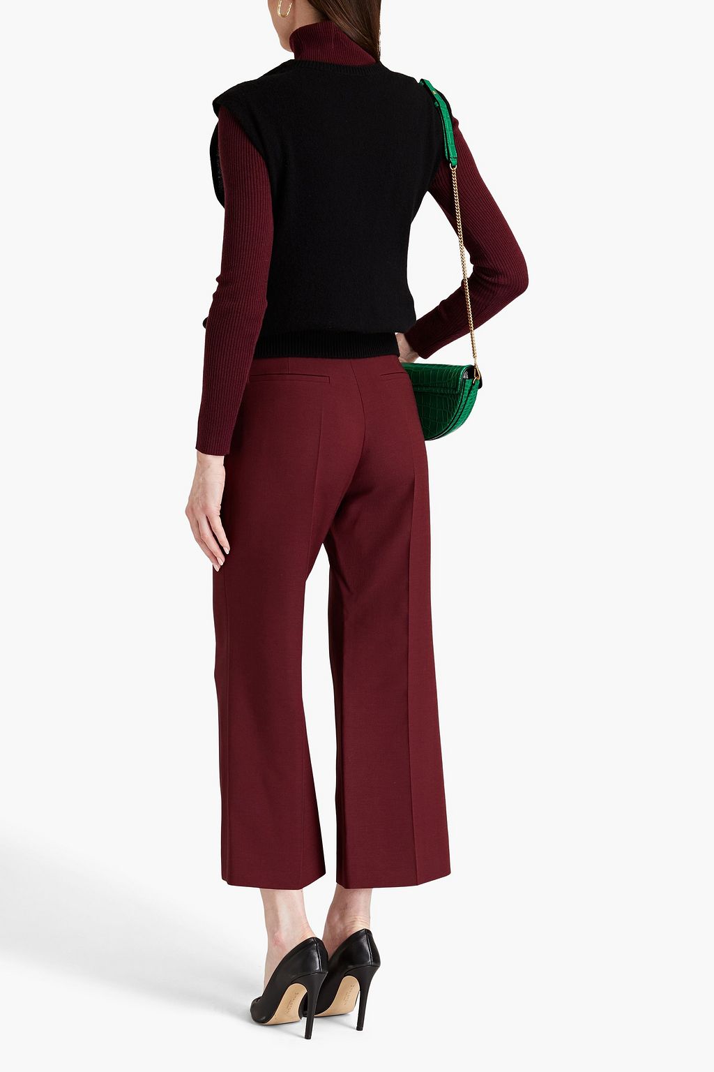 VALENTINO GARAVANI Cropped wool and silk-blend crepe flared pants
