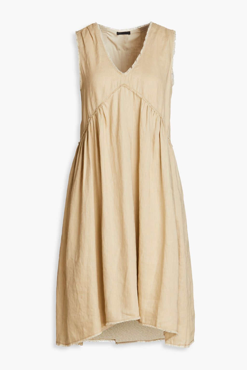 Gathered linen gauze dress