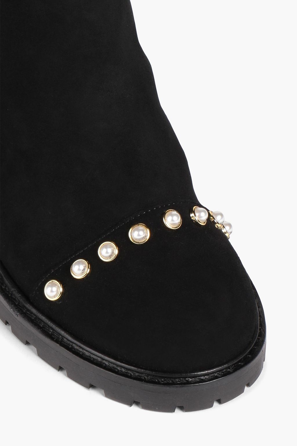 STUART WEITZMAN All Pearls 80 embellished suede Chelsea boots