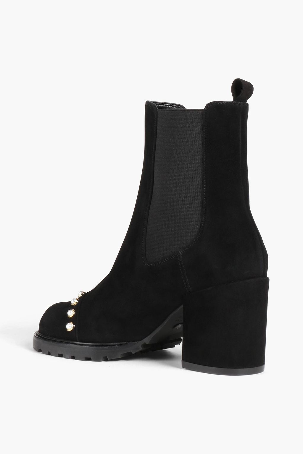 STUART WEITZMAN All Pearls 80 embellished suede Chelsea boots