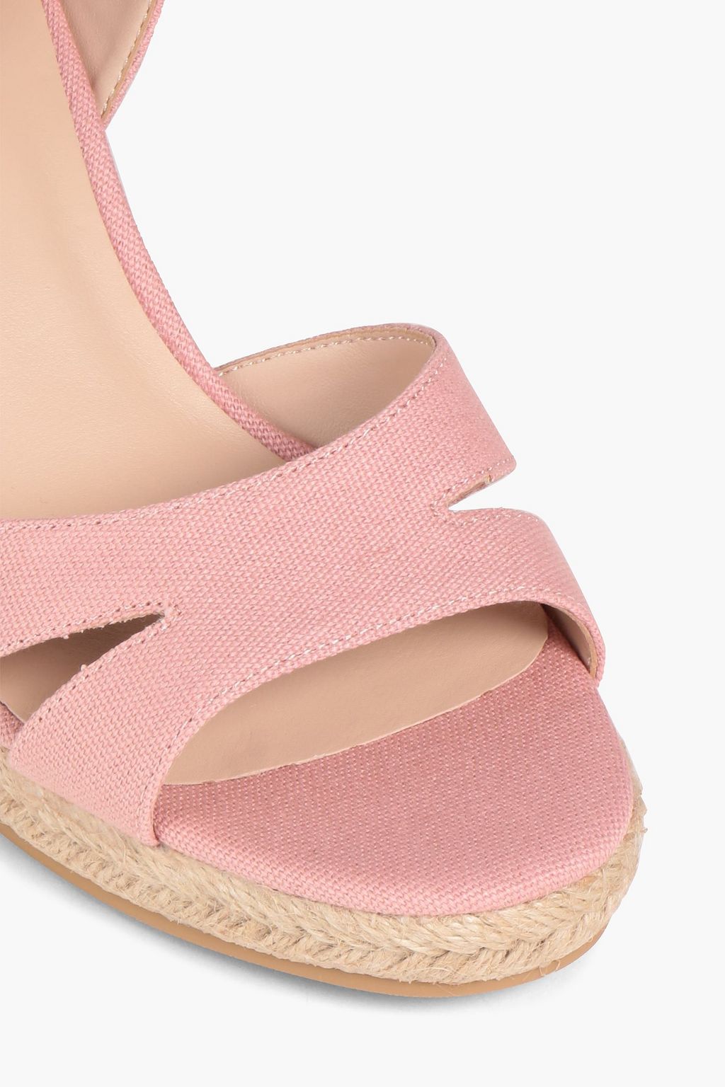 STUART WEITZMAN صندل إسبادريل «ميكونوس» بكعب متصل من الكانفاس