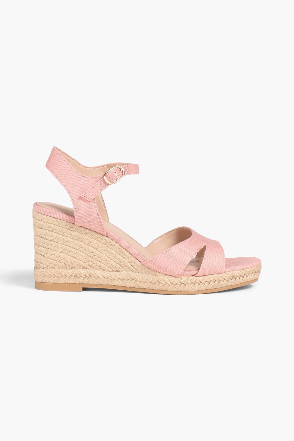 Stuart Weitzman Mykonos Canvas Espadrille Wedge Sandals In Antique Rose