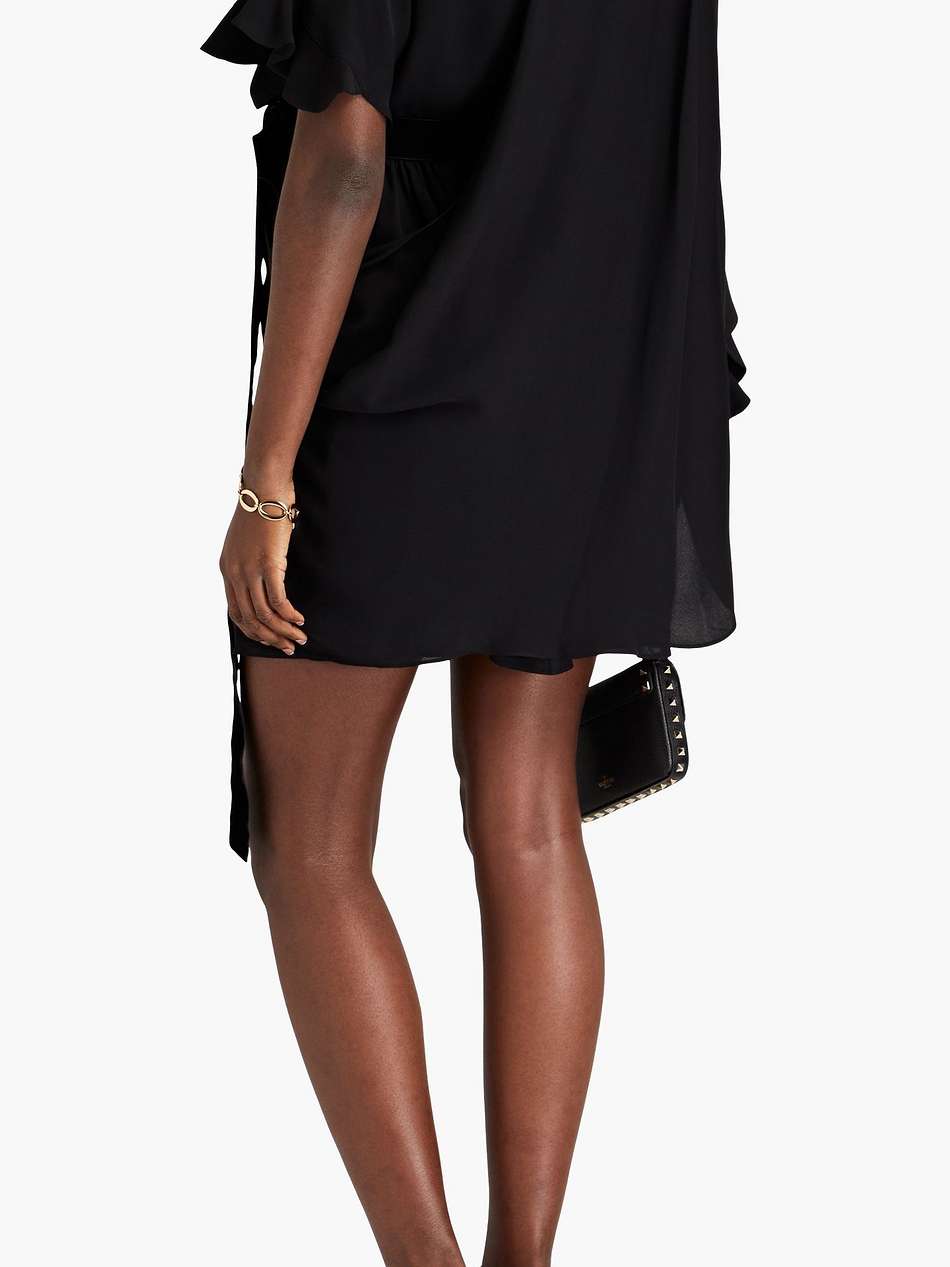 cape-effect ruffled silk-crepe mini dress