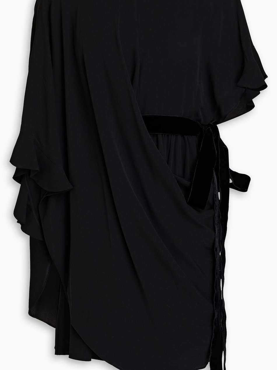 cape-effect ruffled silk-crepe mini dress