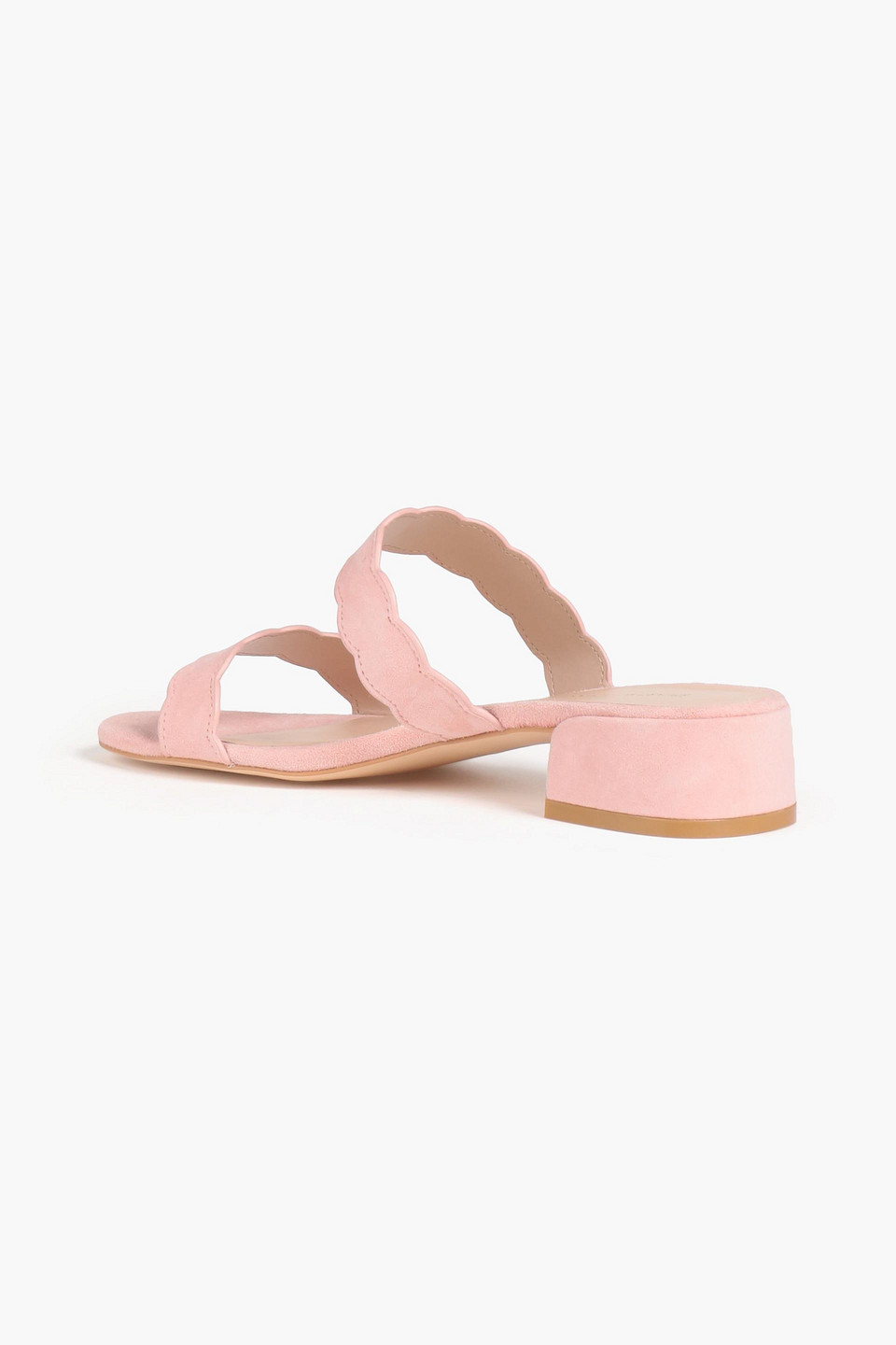 Stuart Weitzman Santorini Scalloped Suede Sandals In Blush