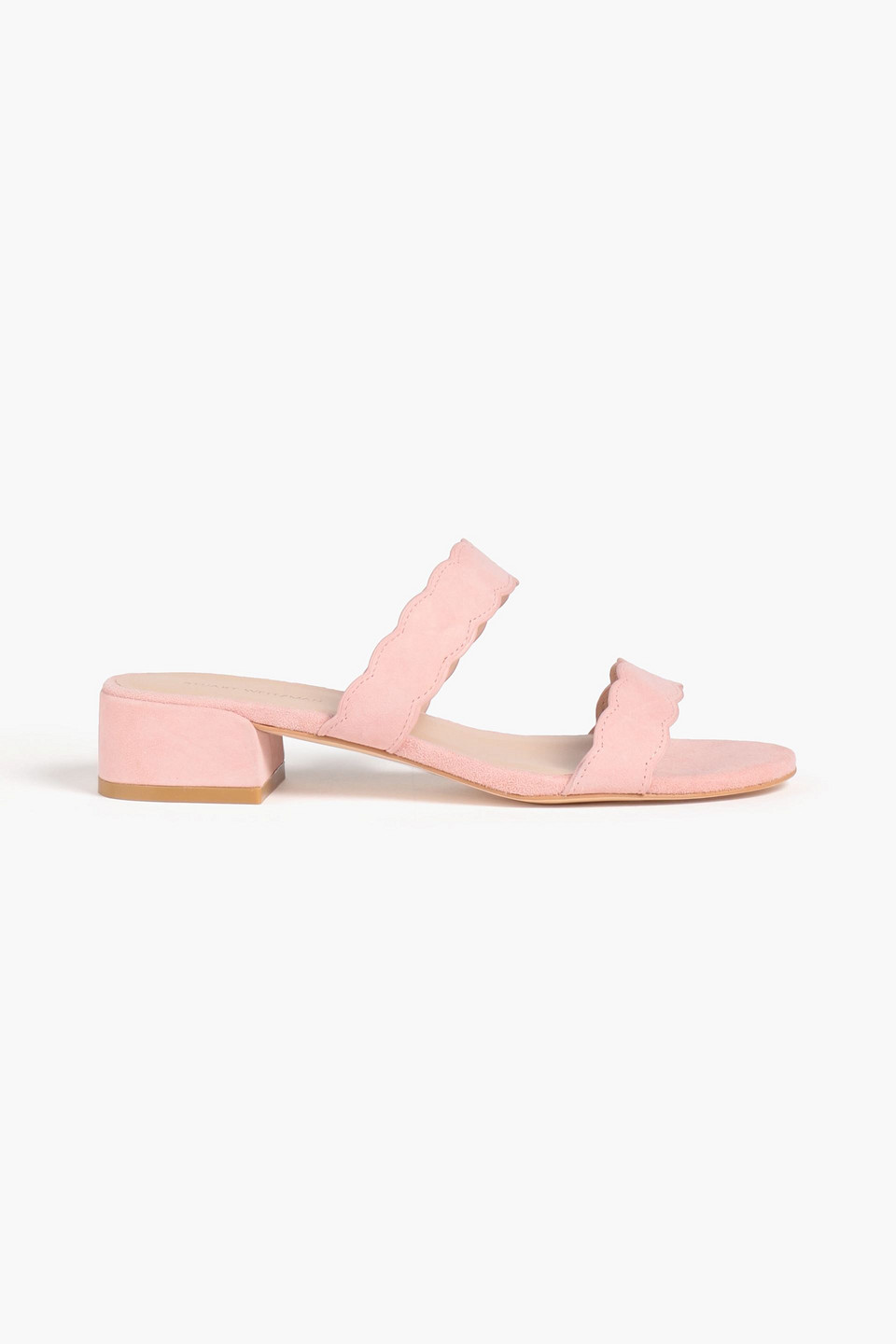 Stuart Weitzman Santorini Scalloped Suede Sandals In Blush
