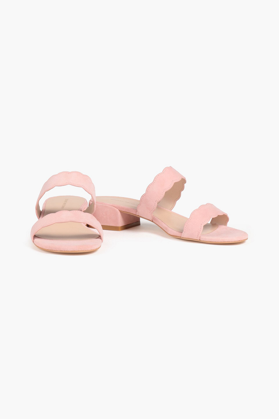 Stuart Weitzman Santorini Scalloped Suede Sandals In Blush