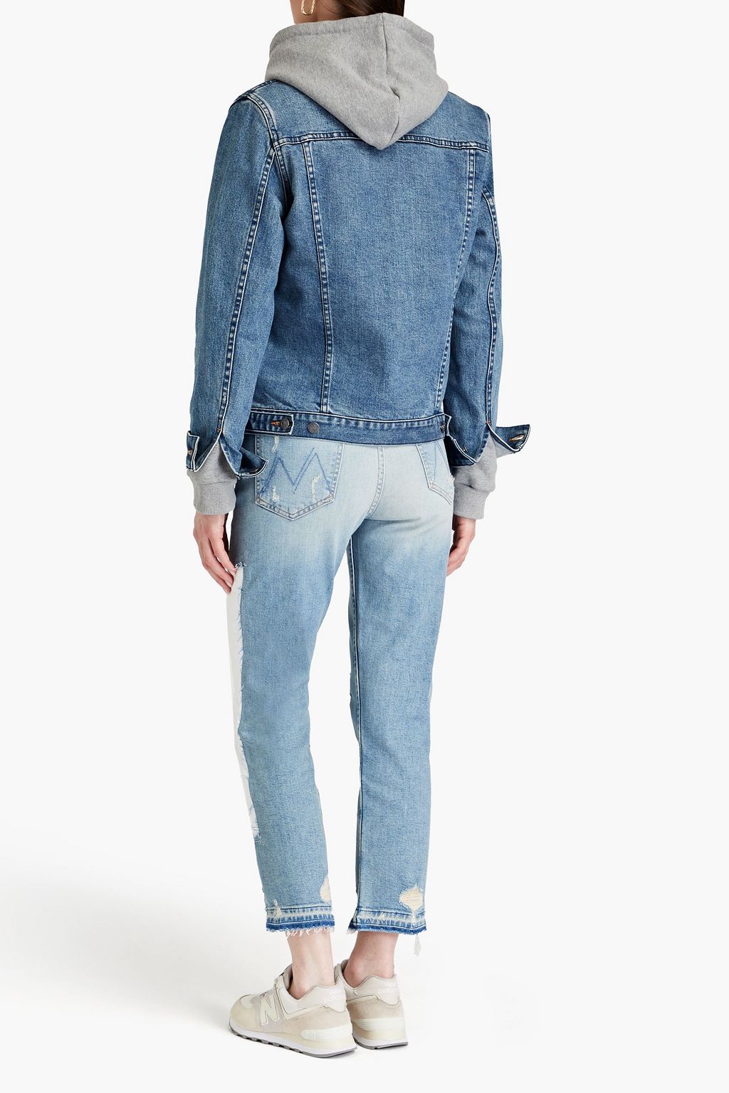 MOTHER The Tomcat hoch sitzende Cropped Jeans mit geradem Bein in Patchwork-Optik