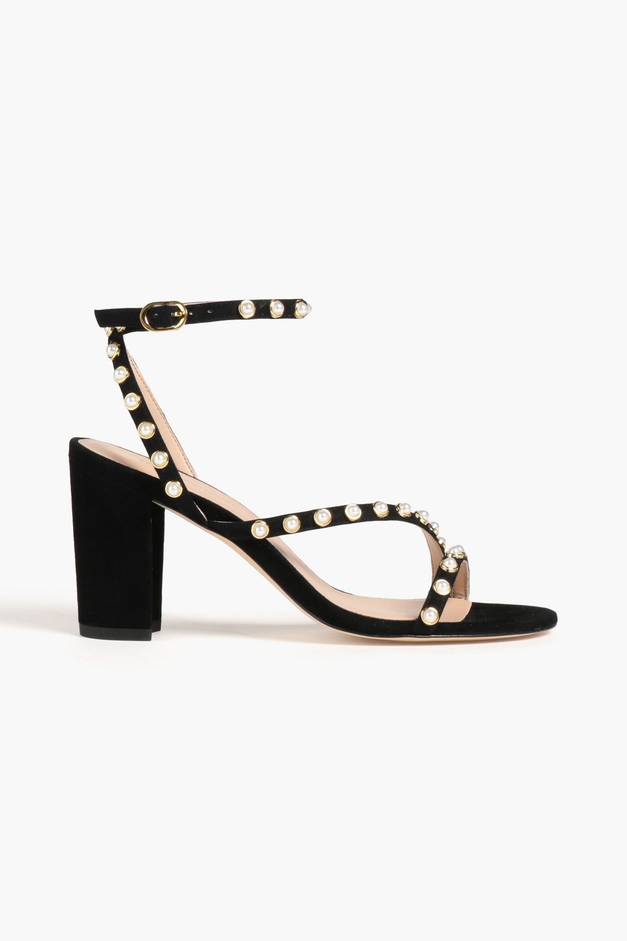 Stuart Weitzman Dancer Pearl 80 embellished suede sandals