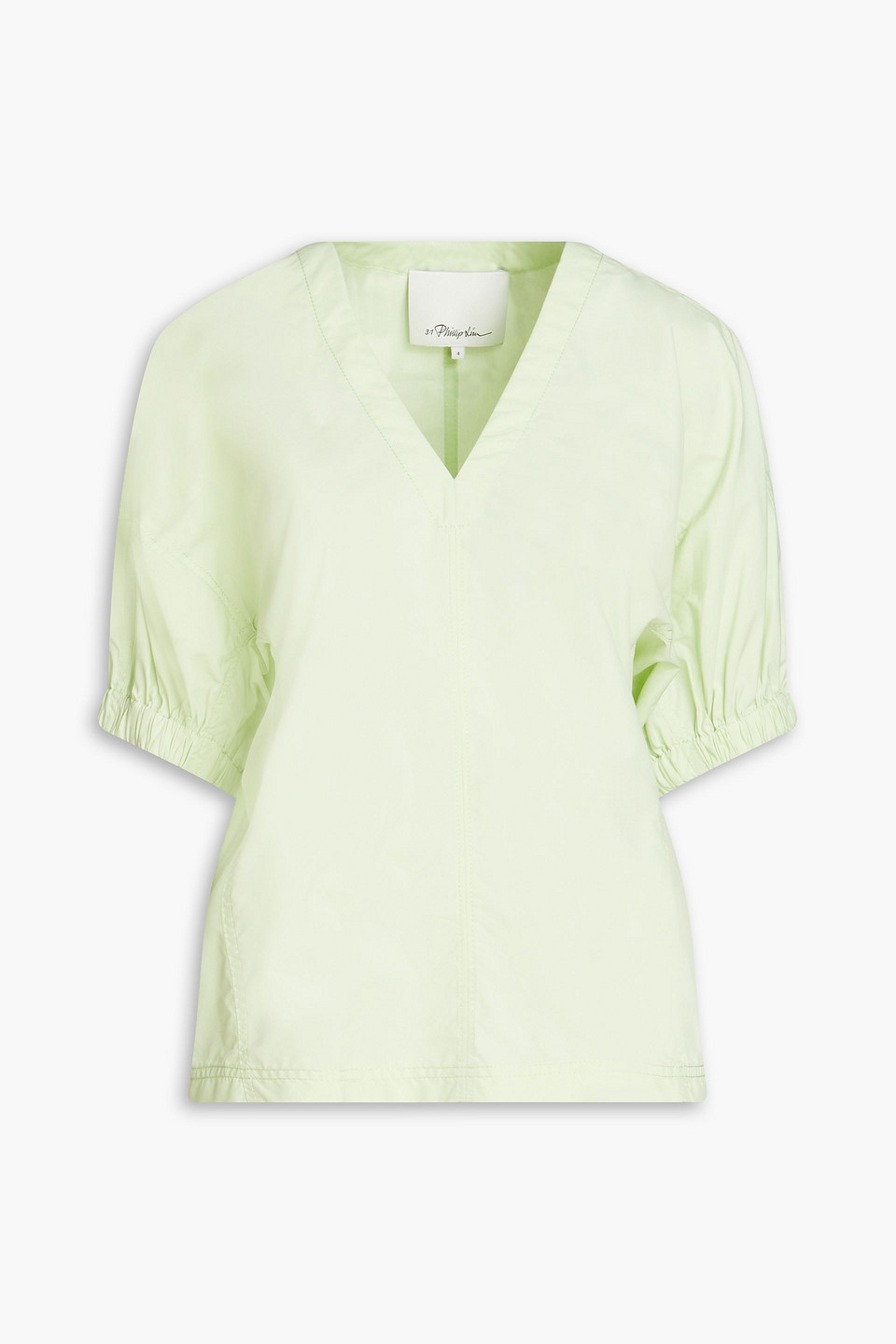 3.1 Phillip Lim Cotton-blend Poplin Top In Light Green