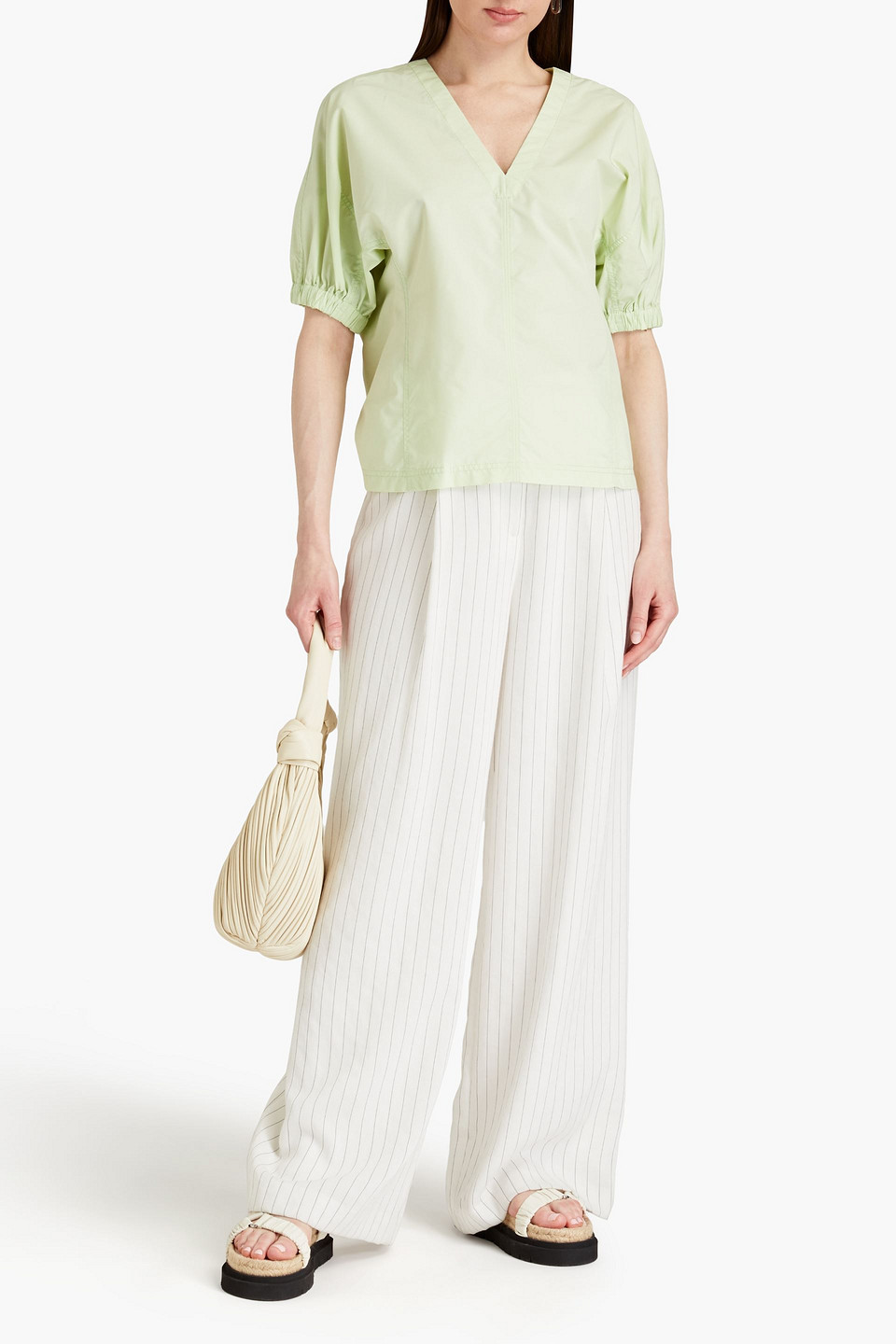 Shop 3.1 Phillip Lim Cotton-blend Poplin Top In Light Green