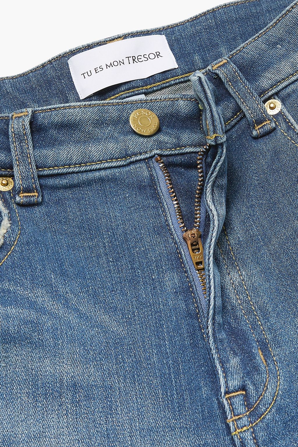 TU ES MON TRÉSOR The Peridot hoch sitzende Cropped Bootcut-Jeans in ausgewaschener Optik