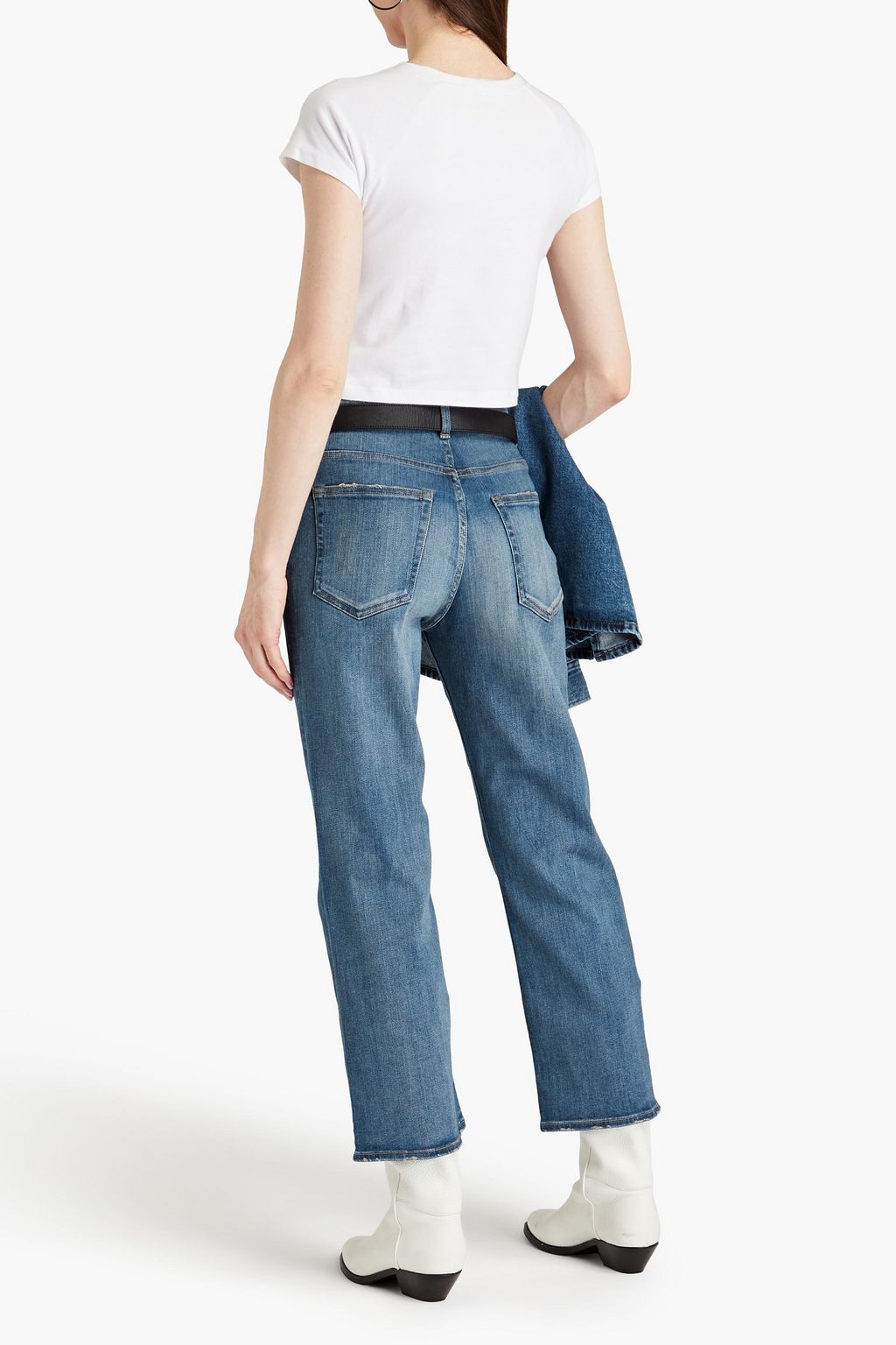 TU ES MON TRÉSOR The Peridot hoch sitzende Cropped Bootcut-Jeans in ausgewaschener Optik