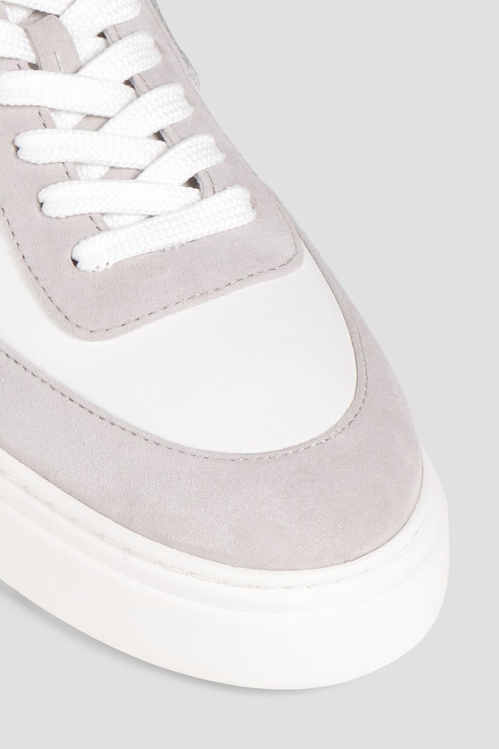 STUART WEITZMAN Skater glittered leather and suede sneakers
