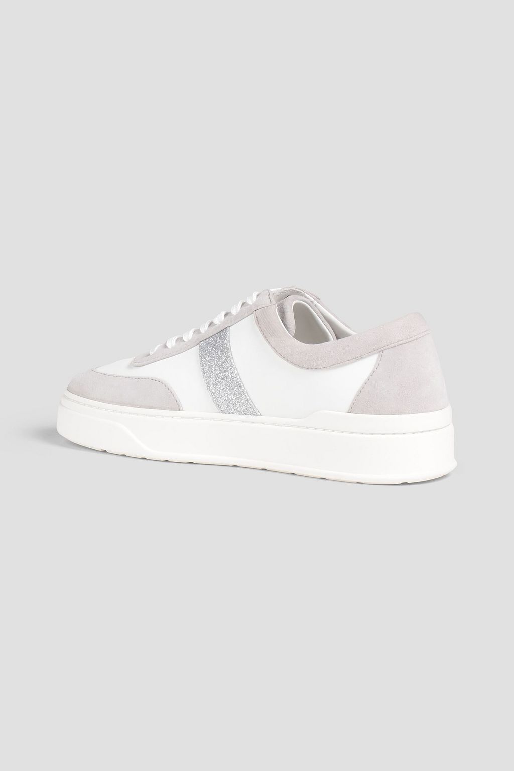 STUART WEITZMAN Skater glittered leather and suede sneakers