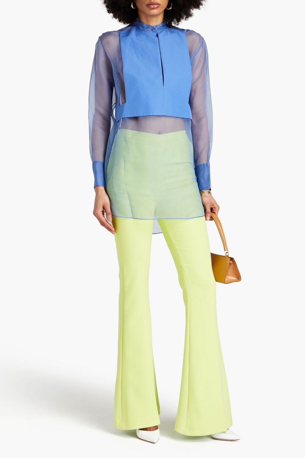VALENTINO GARAVANI Bluse aus Seidenorganza mit Baumwollpopeline-Einsätzen