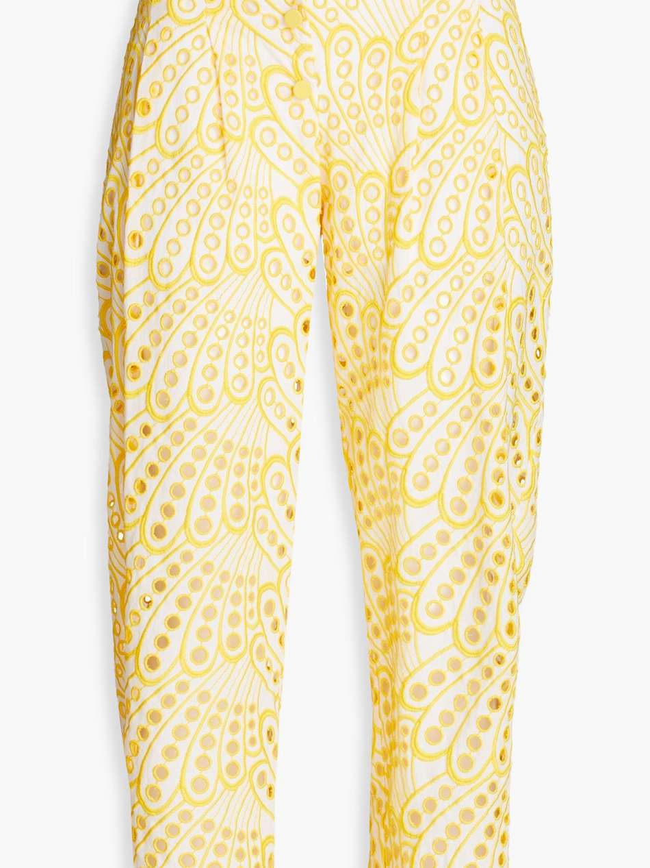 simone cropped broderie anglaise cotton-blend tapered pants