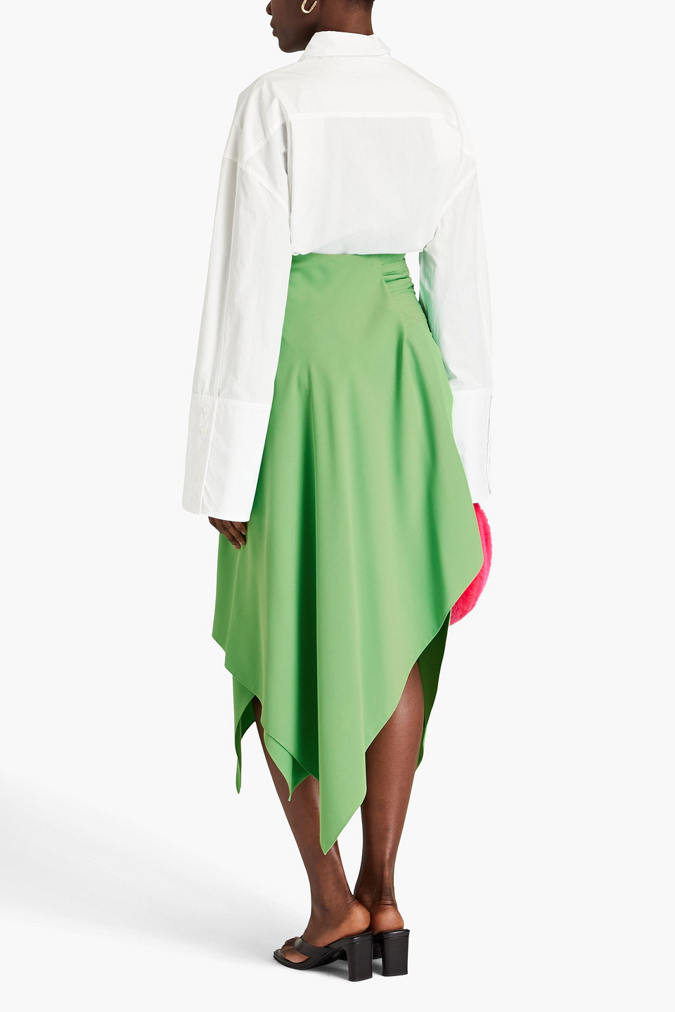  A.w.a.k.e. Mode - Wrap-effect Pleated Crepe Skirt - Green - Fr 34 