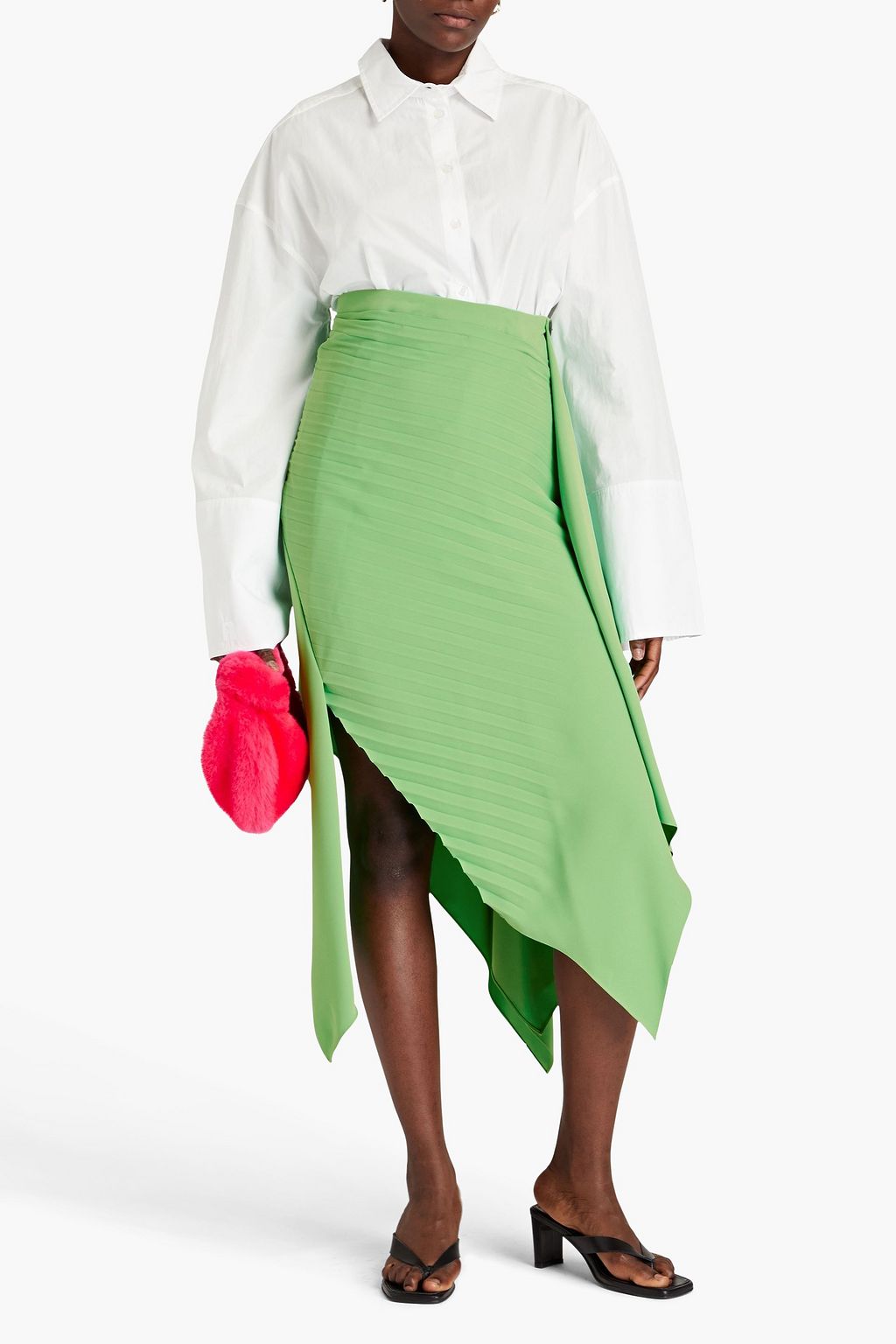 A.W.A.K.E. MODE Wrap-effect pleated crepe skirt
