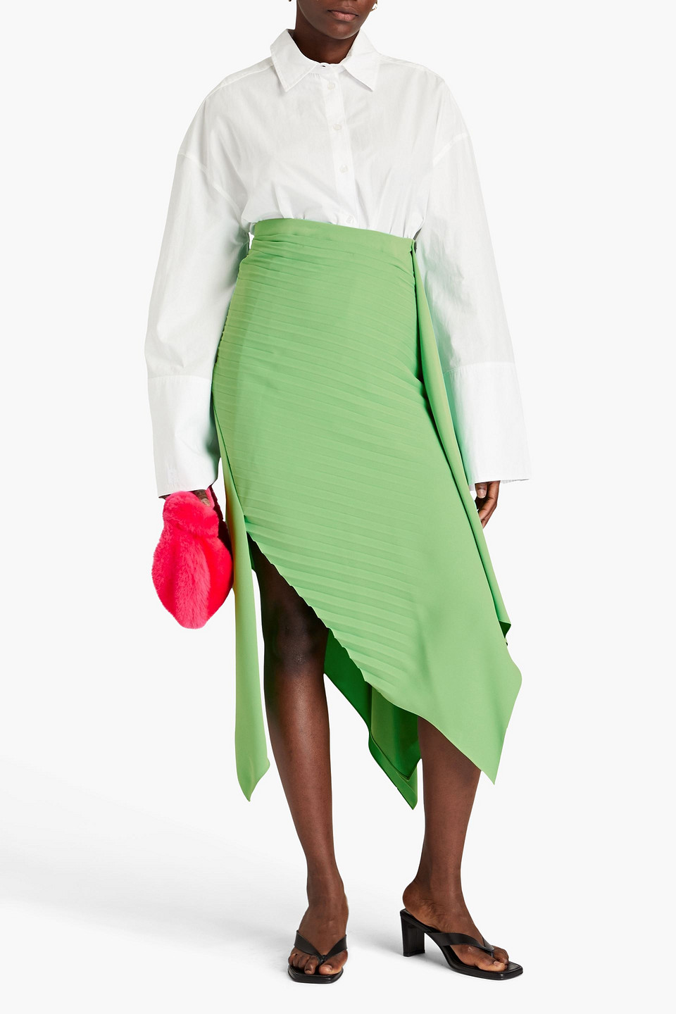  A.w.a.k.e. Mode - Wrap-effect Pleated Crepe Skirt - Green - Fr 34 
