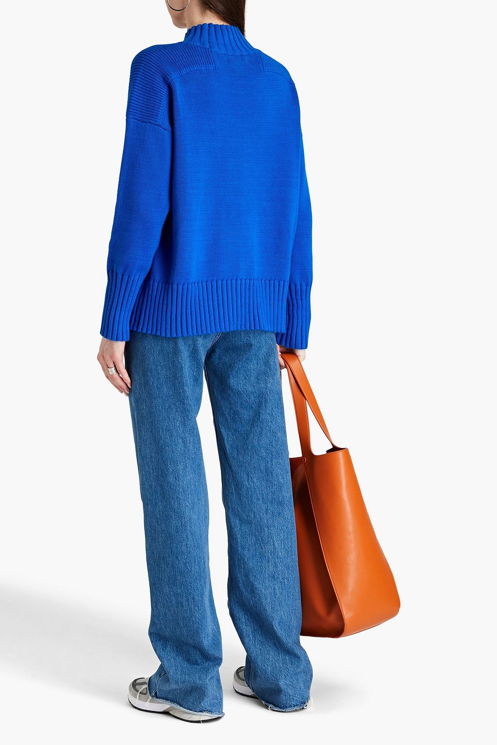 CHINTI & PARKER Two-tone ribbed cotton turtleneck sweater