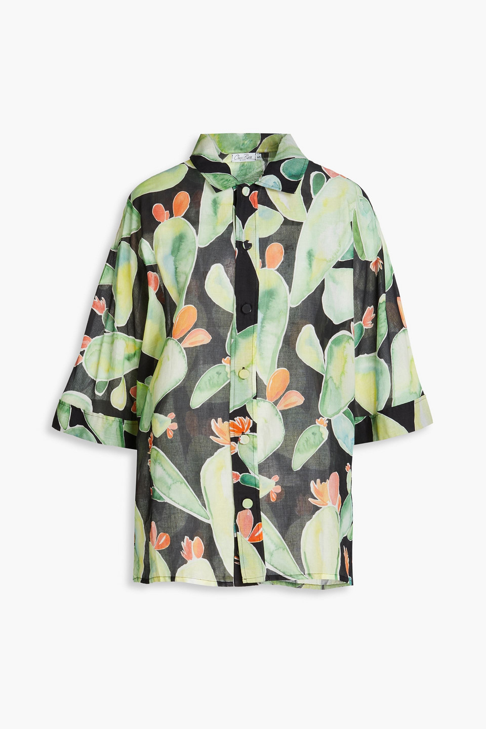 Charo Ruiz Jade Printed Cotton-voile Shirt In Black