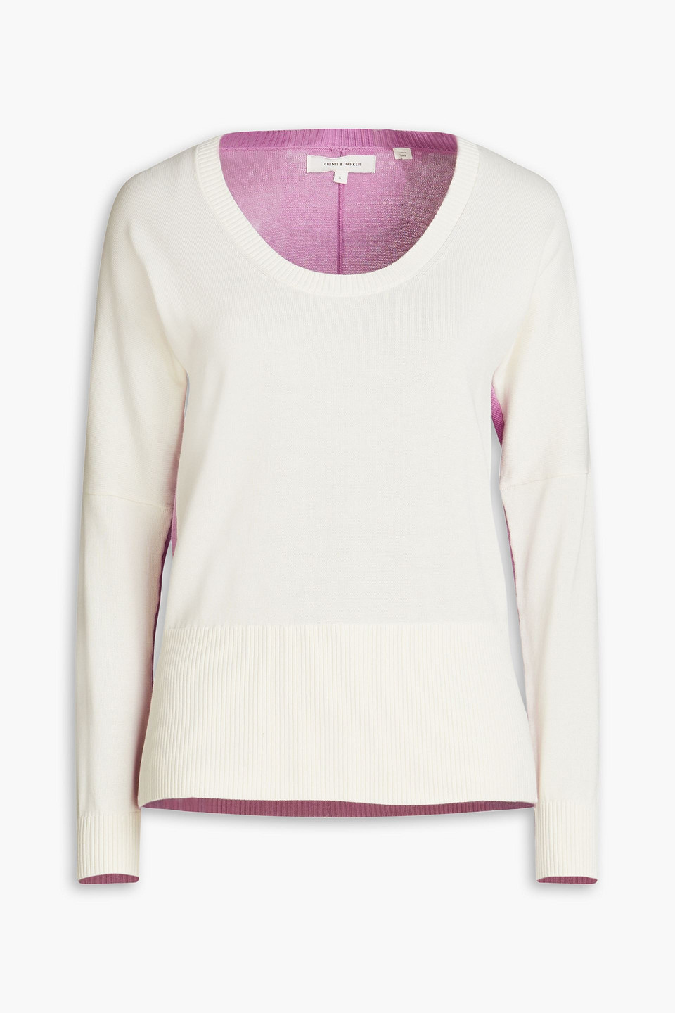 Chinti & Parker Bella Two-tone Cotton Jumper In Cream