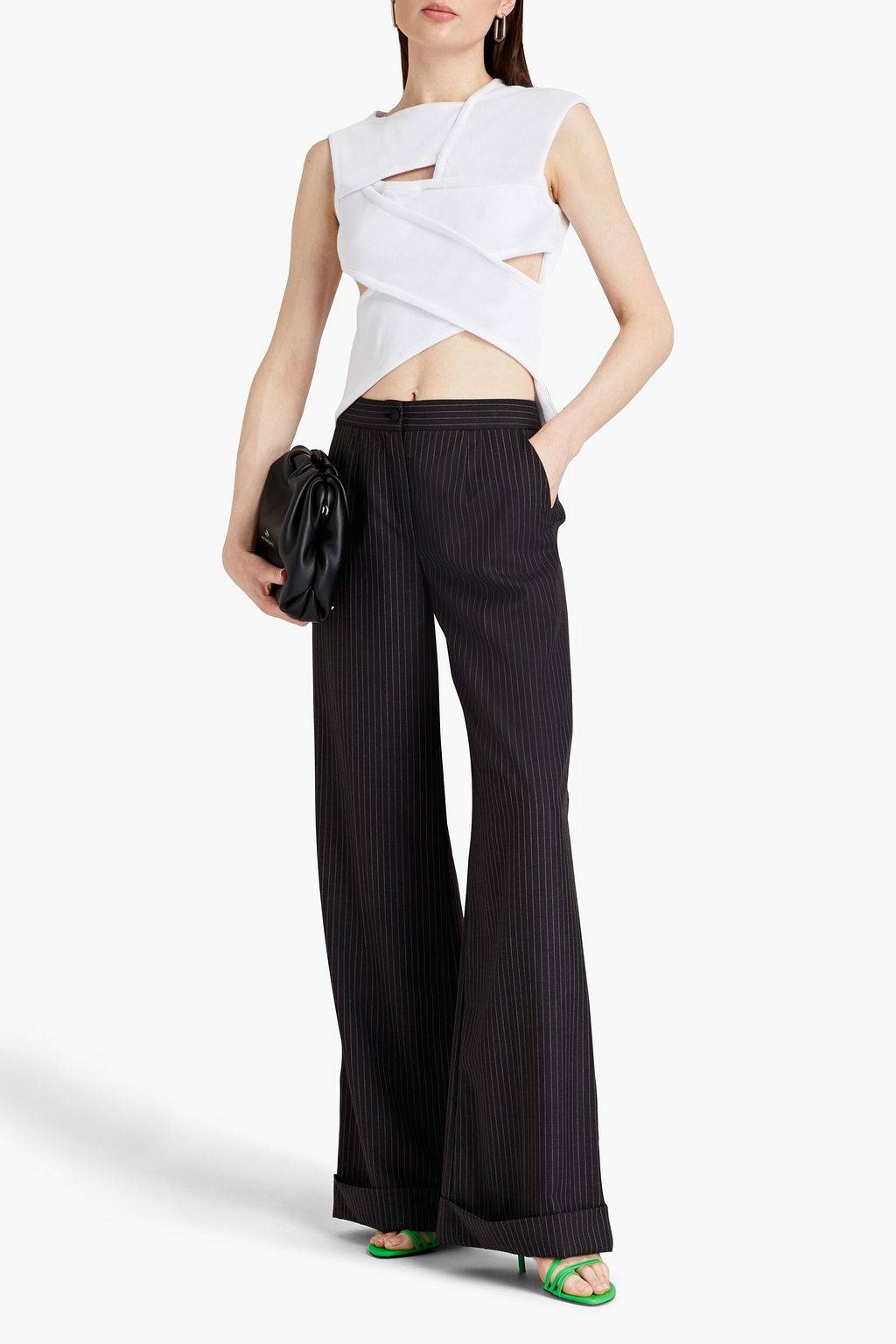 A.W.A.K.E. MODE Cutout ribbed stretch-cotton jersey top