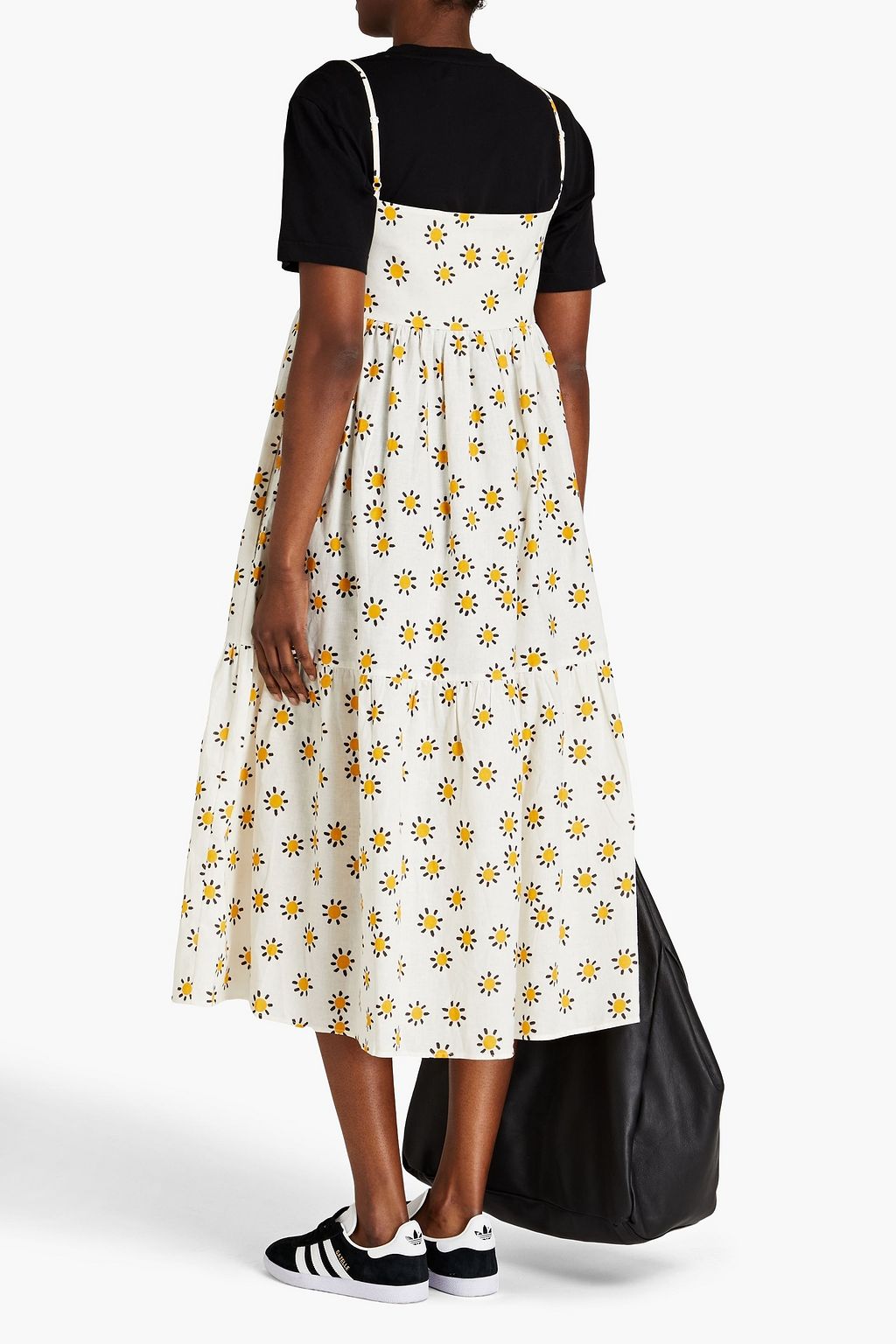 CHINTI & PARKER Gathered floral-print linen and cotton-blend midi dress
