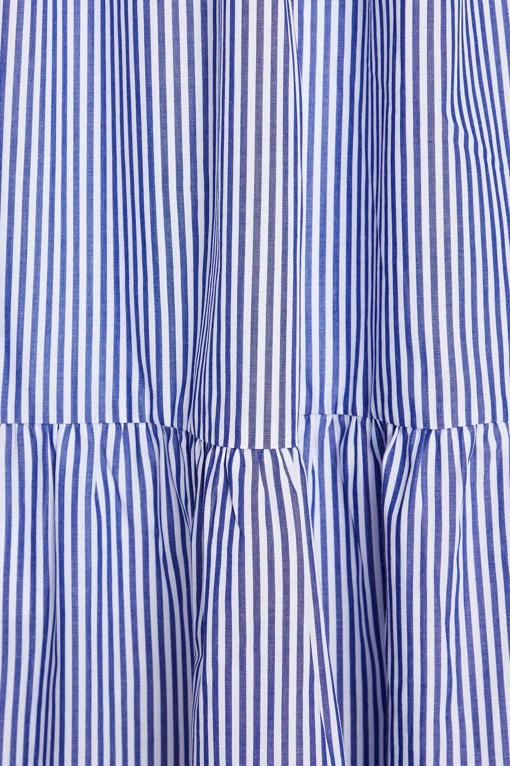CHINTI & PARKER Gathered striped cotton-poplin midi dress