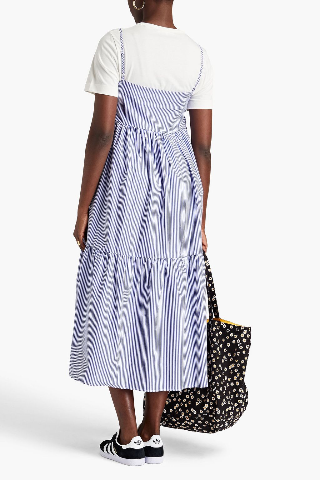 CHINTI & PARKER Gathered striped cotton-poplin midi dress