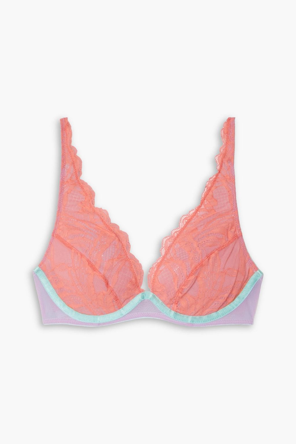 DORA LARSEN Erin lace and tulle underwired plunge bra