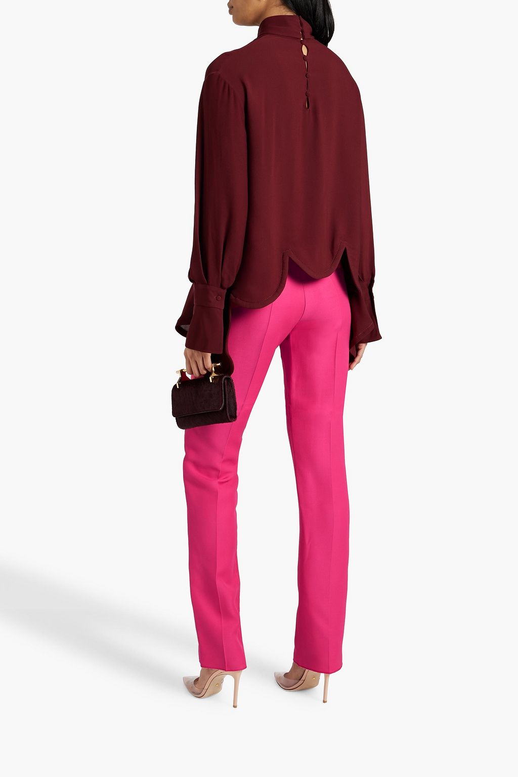 VALENTINO GARAVANI Silk and wool-blend straight-leg pants