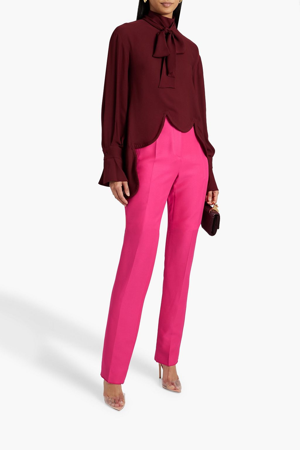 VALENTINO GARAVANI Silk and wool-blend straight-leg pants