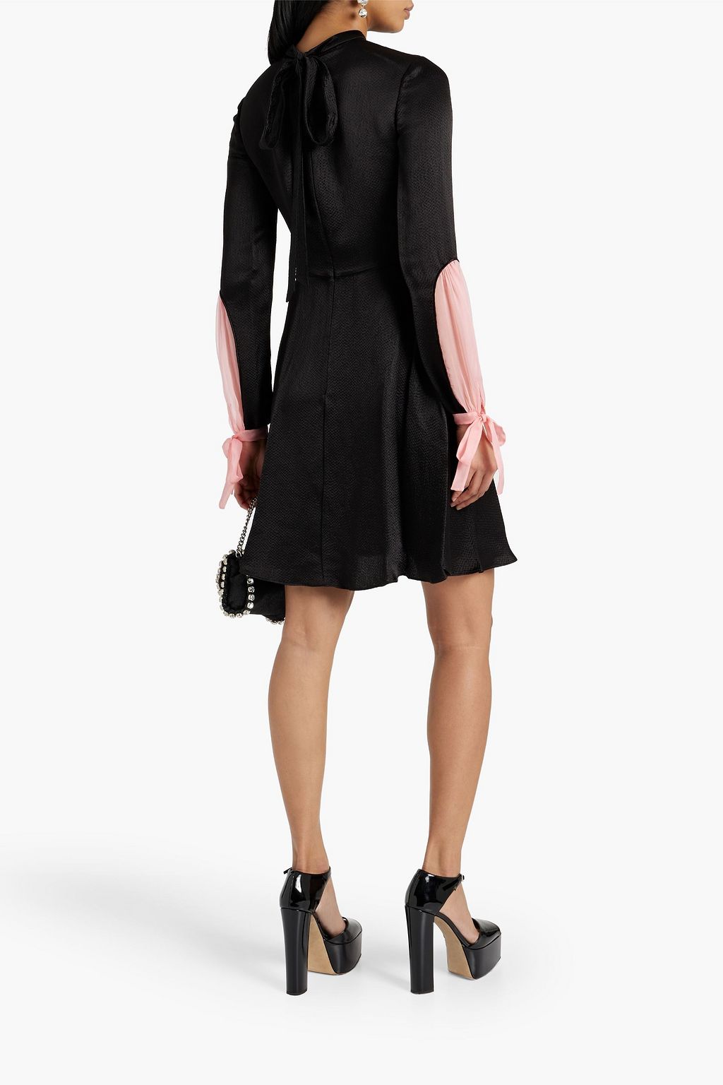 VALENTINO GARAVANI Chiffon-paneled hammered satin mini dress