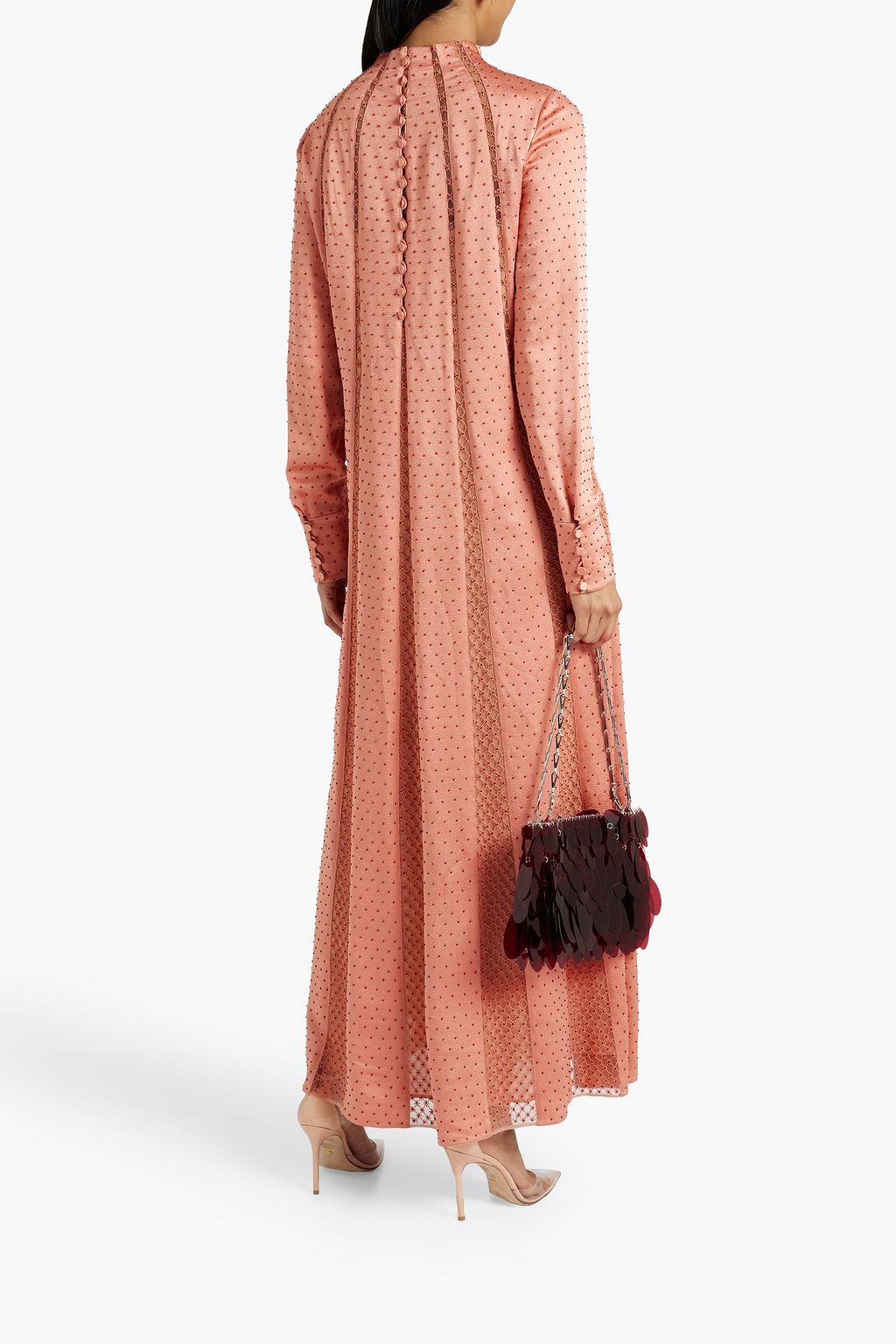 VALENTINO GARAVANI Embellished hammered-satin maxi dress