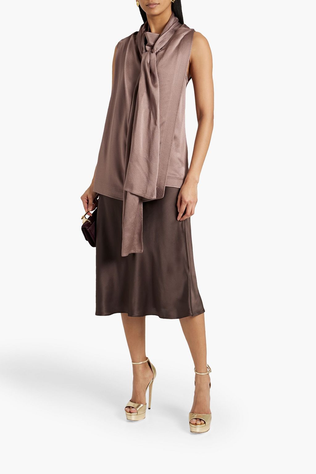 VALENTINO GARAVANI Draped satin-crepe top