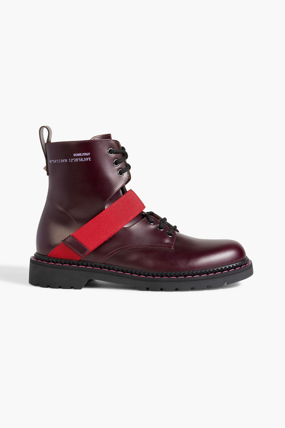 Valentino Garavani Always Leather Boots In Merlot